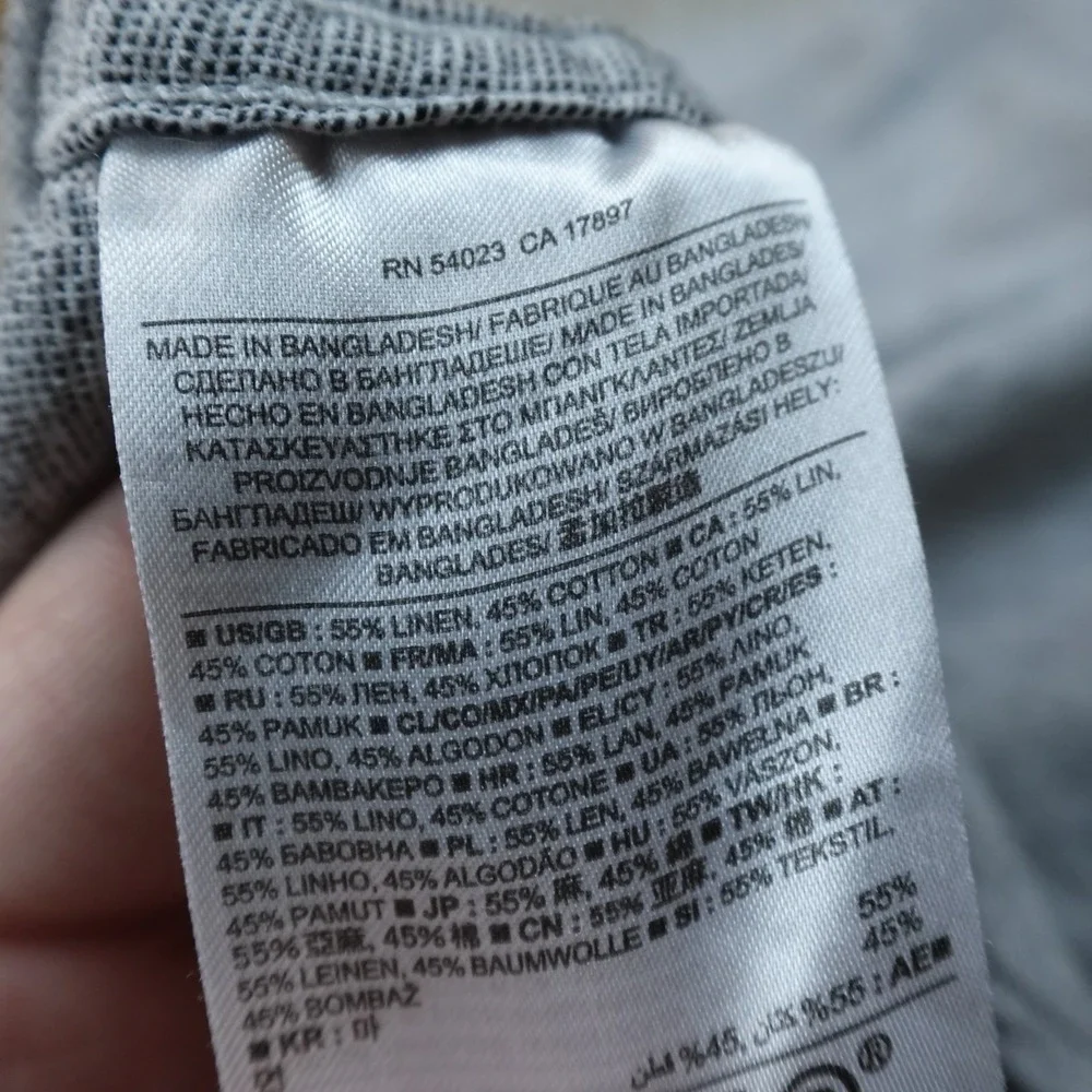 Banana Republic Shirt Mens M Gray Linen Chambray Slim Fit Button Up Long Sleeve